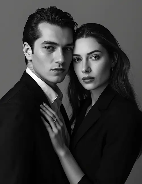 Black-and-White Editorial Couple Prompt