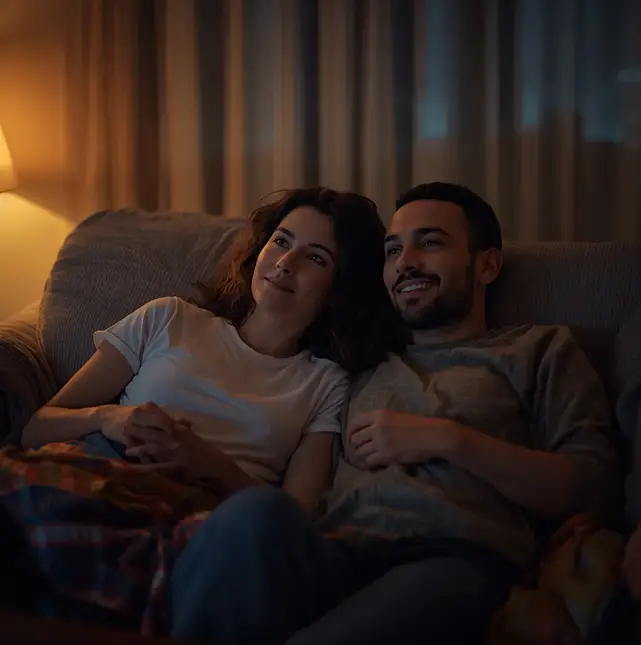 Cozy Sofa Movie-Night Couple Prompt