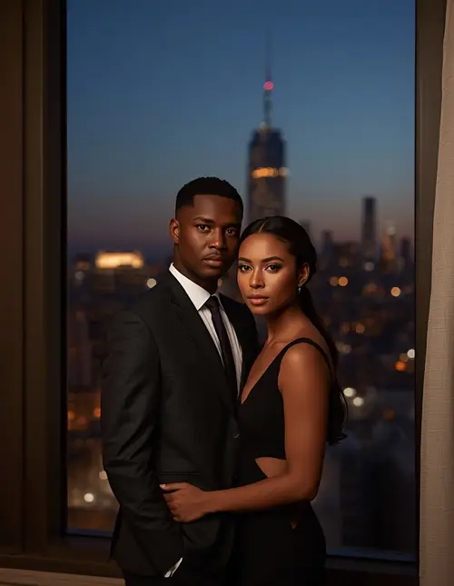 Luxury Hotel Window Couple Prompt