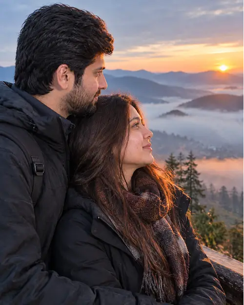 Mountain Sunrise Couple Prompt