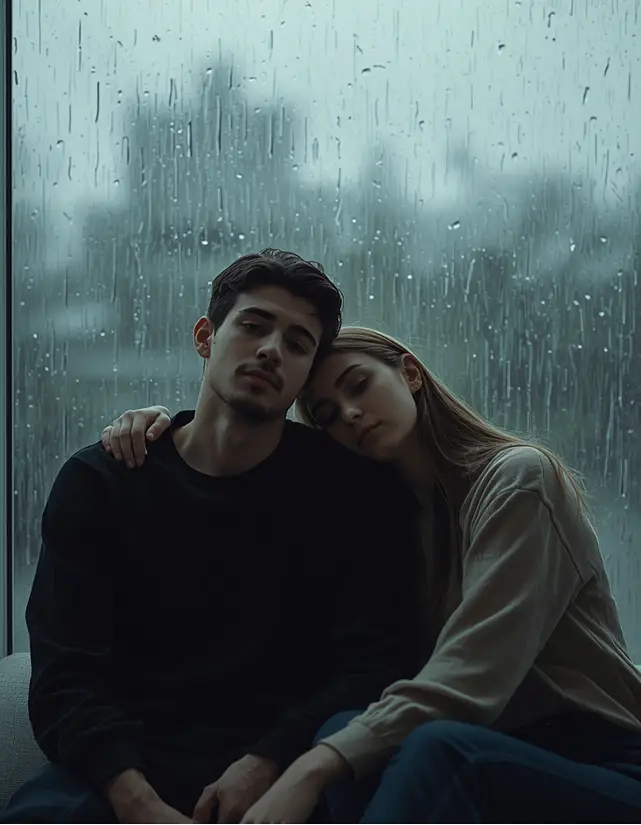 Rain Window Portrait Couple Prompt