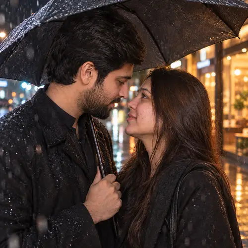 Rainy City Street Couple Prompt