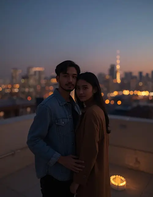 Rooftop City Skyline Prompt