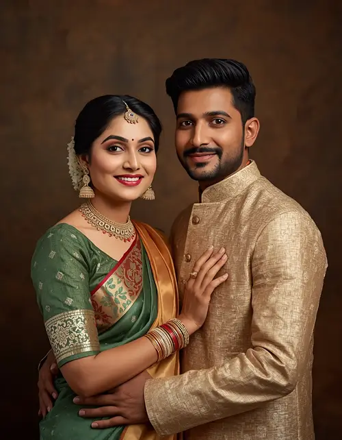 Traditional Indian Couple Portrait Prompt